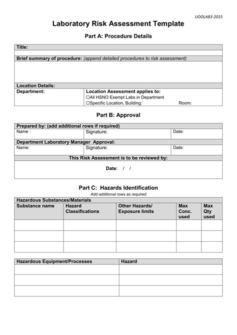 laboratory risk analysis|risk assessment laboratory template.